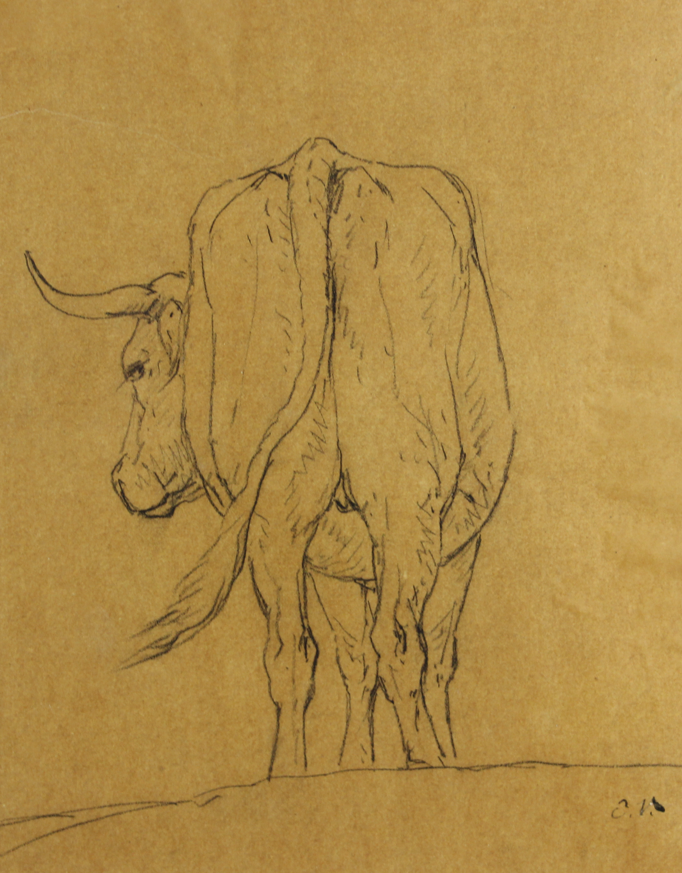 tableau La vache Verboechoven Eugne animaux  crayon papier 19e sicle