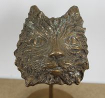 sculpture Tête de chat   animaux  bronze  
