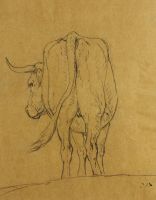 tableau La vache Verboechoven Eugène animaux  crayon papier 19e siècle