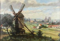 tableau Vue sur le village Melsen Marten paysage,village  huile toile 1ère moitié 20e siècle