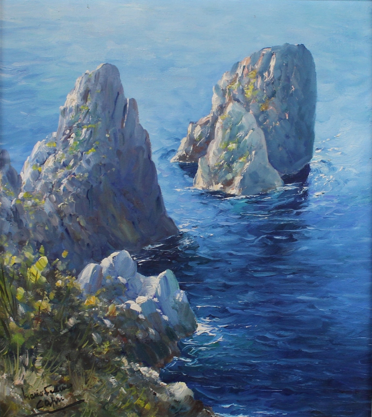 tableau Capri Frederico Michele marine,paysage,paysage marin  huile toile 1re moiti 20e sicle