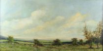 tableau Vue lointaine  Kreusch Erwald paysage  huile toile 1ère moitié 20e siècle