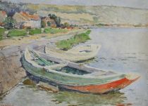 tableau Le barques Michel Charles marine,paysage  huile carton 1ère moitié 20e siècle