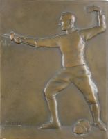 sculpture L'escrimeur  De Greef M personnage,sport  bronze  1ère moitié 20e siècle