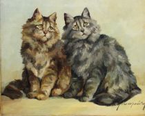tableau Les deux chatons Prokopovitch Michael animaux  huile toile 1re moiti 20e sicle