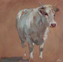 tableau La vache Thiry Catherine animaux  huile panneau 2ième moitié 20e siècle
