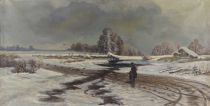 tableau Paysage Russe   paysage,scène rurale  huile toile 1ère moitié 20e siècle