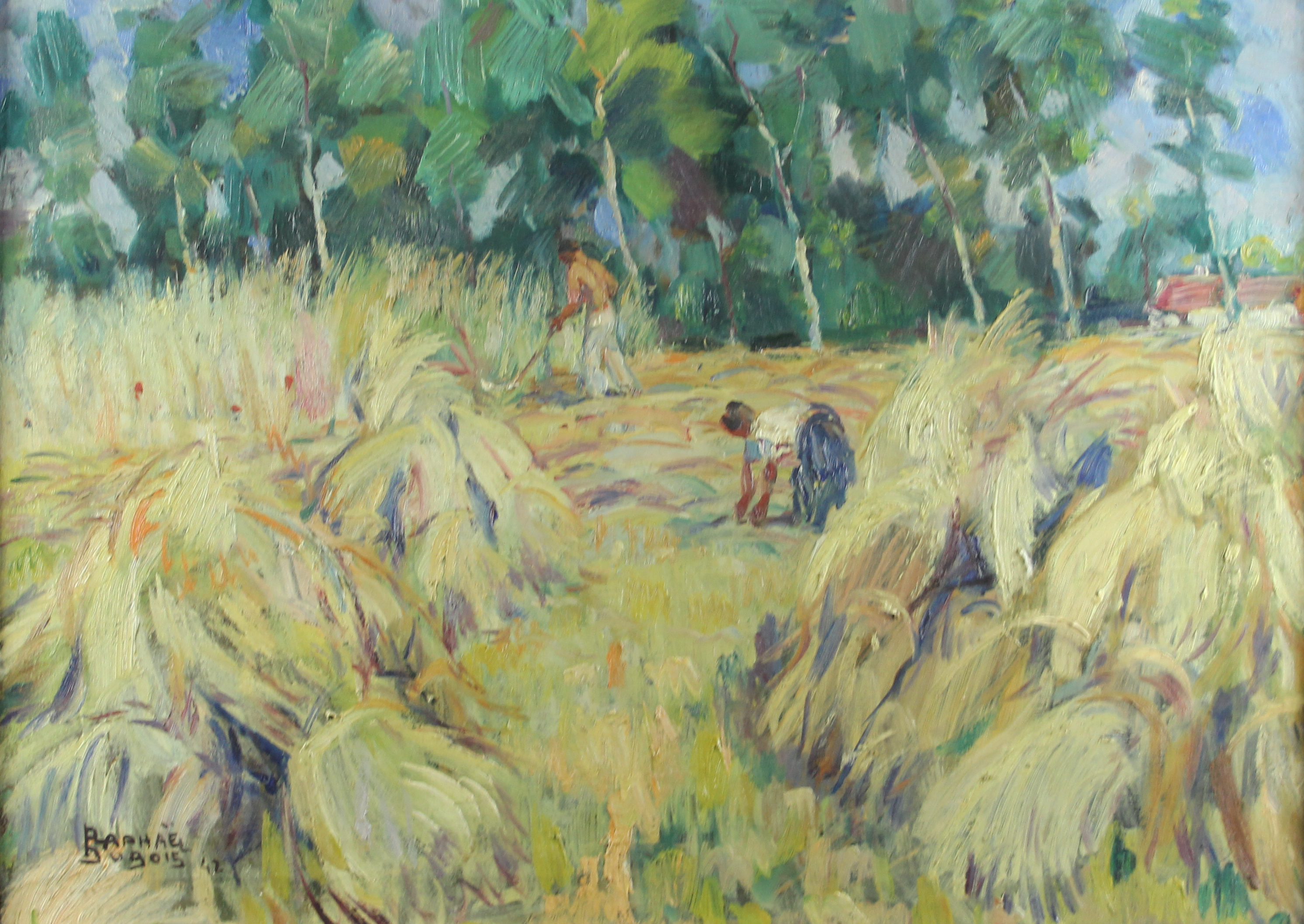 tableau Les moissons Dubois Raphael paysage,scne rurale impressionnisme huile toile 1re moiti 20e sicle