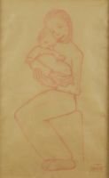 tableau La famille  Hasemeier-Eulenbruch Maria personnage  crayon papier 2ième moitié 20e siècle