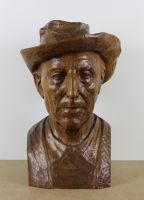 sculpture L'homme au chapeau  Tuerlinckx Baudouin personnage,portrait   bois 1re moiti 20e sicle