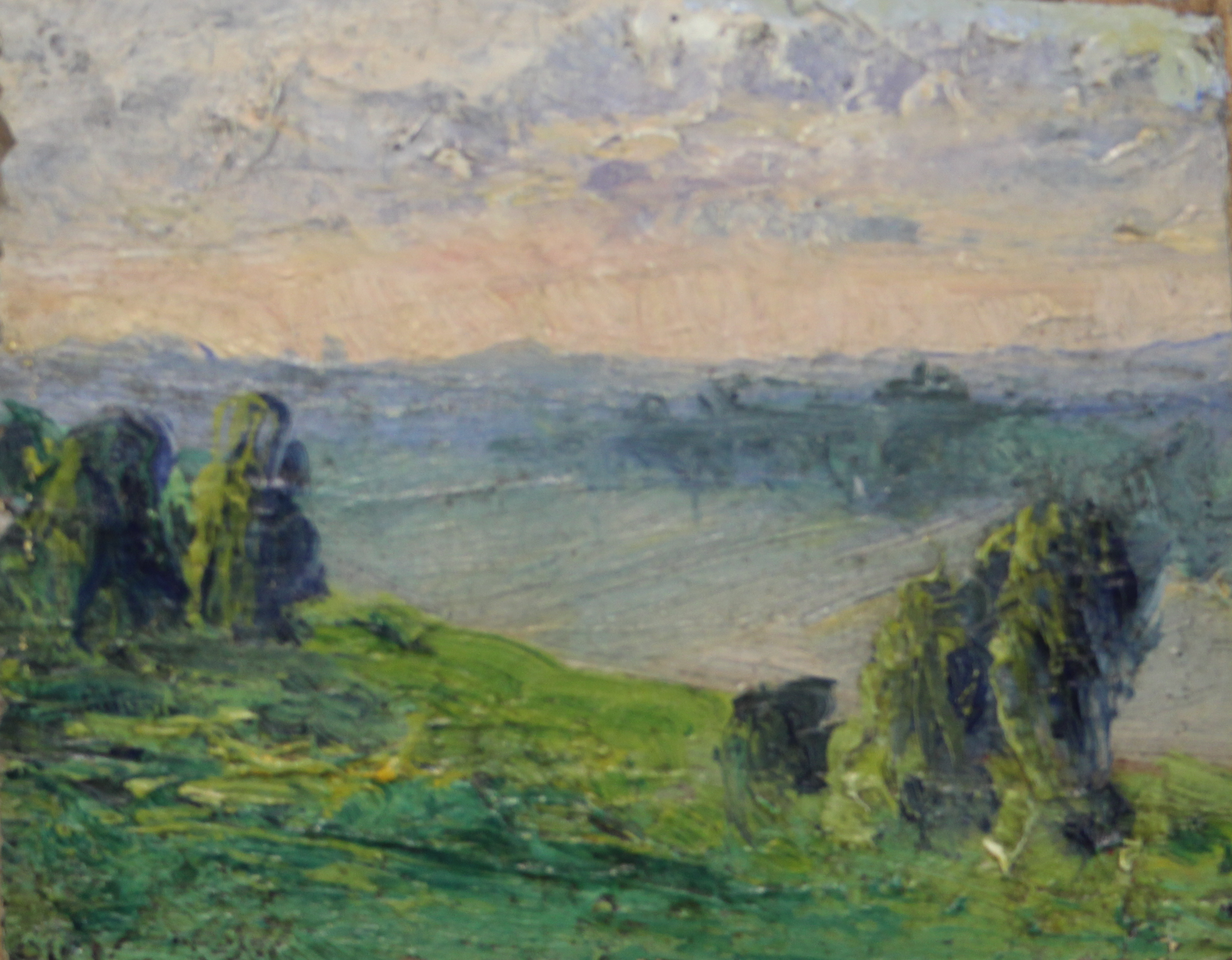 tableau Petit paysage   paysage  huile panneau 1ère moitié 20e siècle