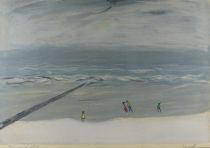 tableau Promenade sur le sable Govaerts Jean marine,paysage marin,personnage  estampe papier 1re moiti 20e sicle