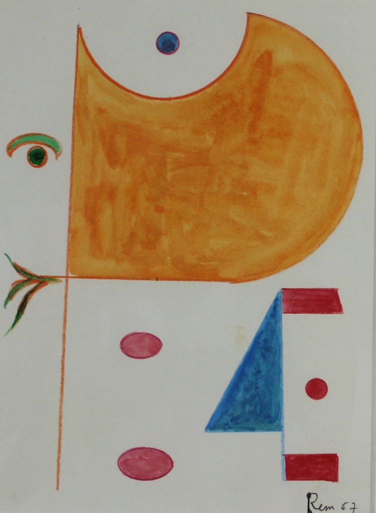 tableau Sans titre Rem ( de Coninck ) Raymond abstrait,mode,moderne  mixte papier 2ime moiti 20e sicle