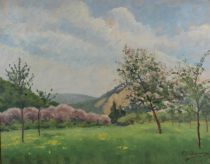 tableau Le printemps  Degrange Charles paysage  huile panneau 1ère moitié 20e siècle