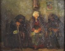 tableau Le trois soeurs Middeleer Joseph   huile panneau 1re moiti 20e sicle