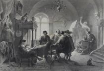 tableau Rembrandt. Le bourgmestre Six visite son atelier Madou Jean-Baptiste personnage,scne d'intrieur  litho papier 