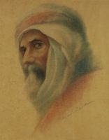 tableau L'homme au turban Winterbeeck Ch orientaliste,personnage,portrait  pastel papier 1re moiti 20e sicle