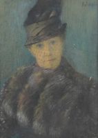 tableau Femme au voile   personnage,portrait  mixte toile 1ère moitié 20e siècle