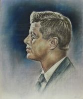 tableau JFK   portrait  pastel papier 2ime moiti 20e sicle