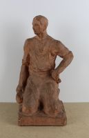 tableau Le sculpteur BRICHART  Albert personnage,scène rurale  terre cuite  1ère moitié 20e siècle