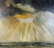 tableau Rayons de soleil De Vries Hubert marine  huile toile 1ère moitié 20e siècle