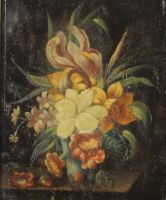 tableau Le Bouquet     huile panneau 19e sicle