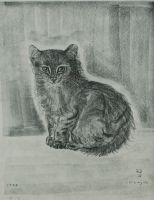 tableau Le chat Foujita Tsuguharu Lonard animaux  litho papier 1re moiti 20e sicle