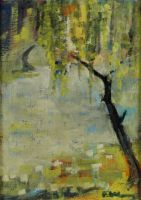 tableau L'étang Klein Paul Georges paysage  huile toile 1ère moitié 20e siècle