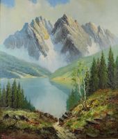 tableau Neige éternelle  Adamek Rudolf paysage,paysage de montagne  huile toile 1ère moitié 20e siècle