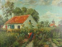 tableau La rcolte Van Esbroeck Edouard Egide personnage,scne rurale  huile toile 1re moiti 20e sicle
