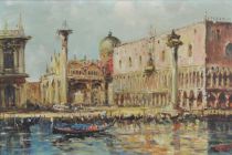 tableau Palais des doges Venise Vianello  marine,personnage,ville  huile toile 