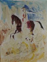 tableau Cavalier Arabe   animaux,personnage  huile toile 
