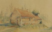 tableau Ferme de Boesdael à Rhode De decker  village  aquarelle papier 1ère moitié 20e siècle