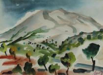 tableau Montagne sainte Victoire    paysage  aquarelle papier 1ère moitié 20e siècle