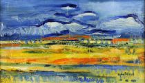 tableau Paysage de Provence   paysage  huile toile 2ième moitié 20e siècle