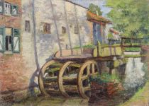 tableau Le moulin Van Hamme A moulin  huile toile 1ère moitié 20e siècle
