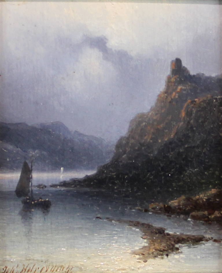 tableau Le fjord   Holmstedt Johann marine,paysage,paysage marin  huile panneau 19e sicle