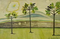 tableau Après la pluie Bastin Mireille paysage  huile panneau 2ième moitié 20e siècle