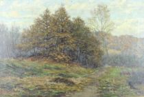 tableau Paysage bucolique  Delmer Oscar paysage,sous-bois  huile toile 1ère moitié 20e siècle