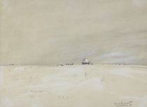 tableau Neige sur la campagne 2 Van Campenhout rené paysage  mixte papier 1ère moitié 20e siècle