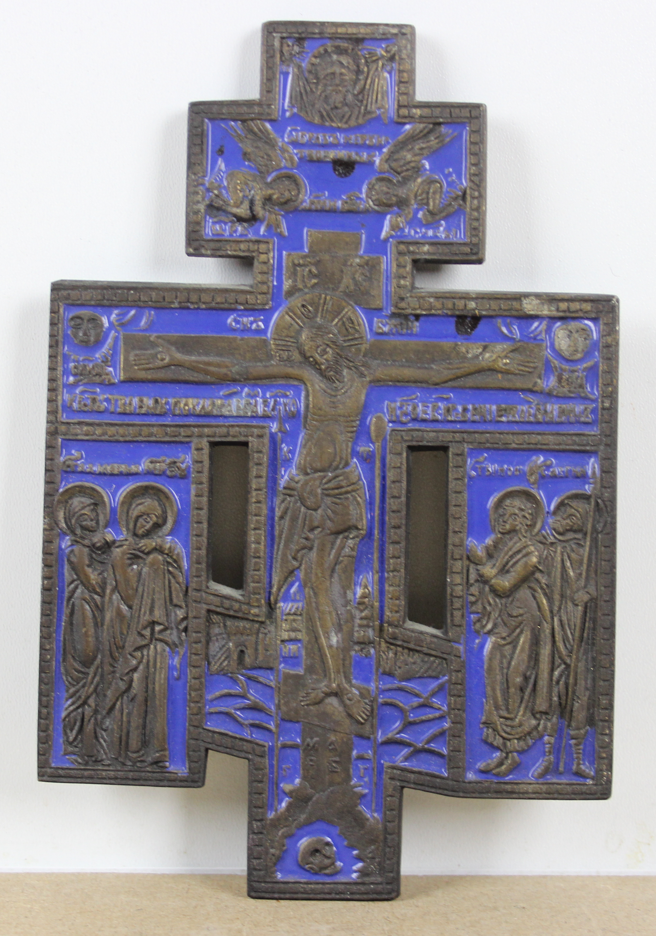 sculpture Crucifix Russe   religieux  bronze  