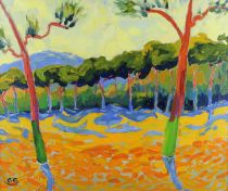 tableau Paysage de Provence (Sainte Victoire ?)  Giroux Antoine paysage  huile toile 2ième moitié 20e siècle