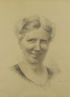 tableau Portrait de femme Buisseret Louis portrait  crayon papier 1ère moitié 20e siècle