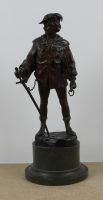 sculpture L'escholier     personnage  bronze  19e siècle