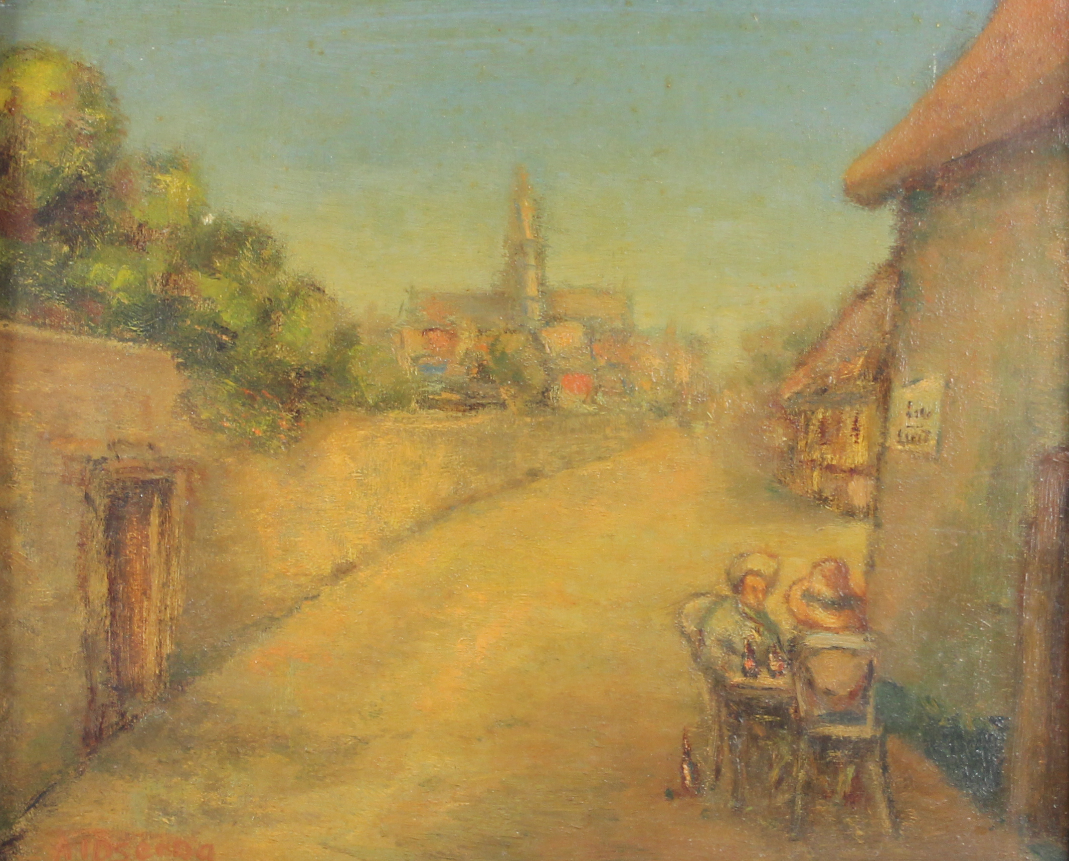 tableau Au bistrot  Idserda André personnage,scène de genre  huile toile 1ère moitié 20e siècle