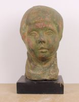 sculpture La jeune fille Opzommer Evariste personnage  terre cuite bois 2ième moitié 20e siècle