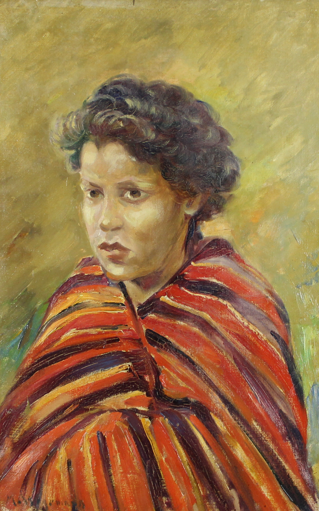 tableau La jeune fille Wagemans Maurice portrait  huile toile 1ère moitié 20e siècle