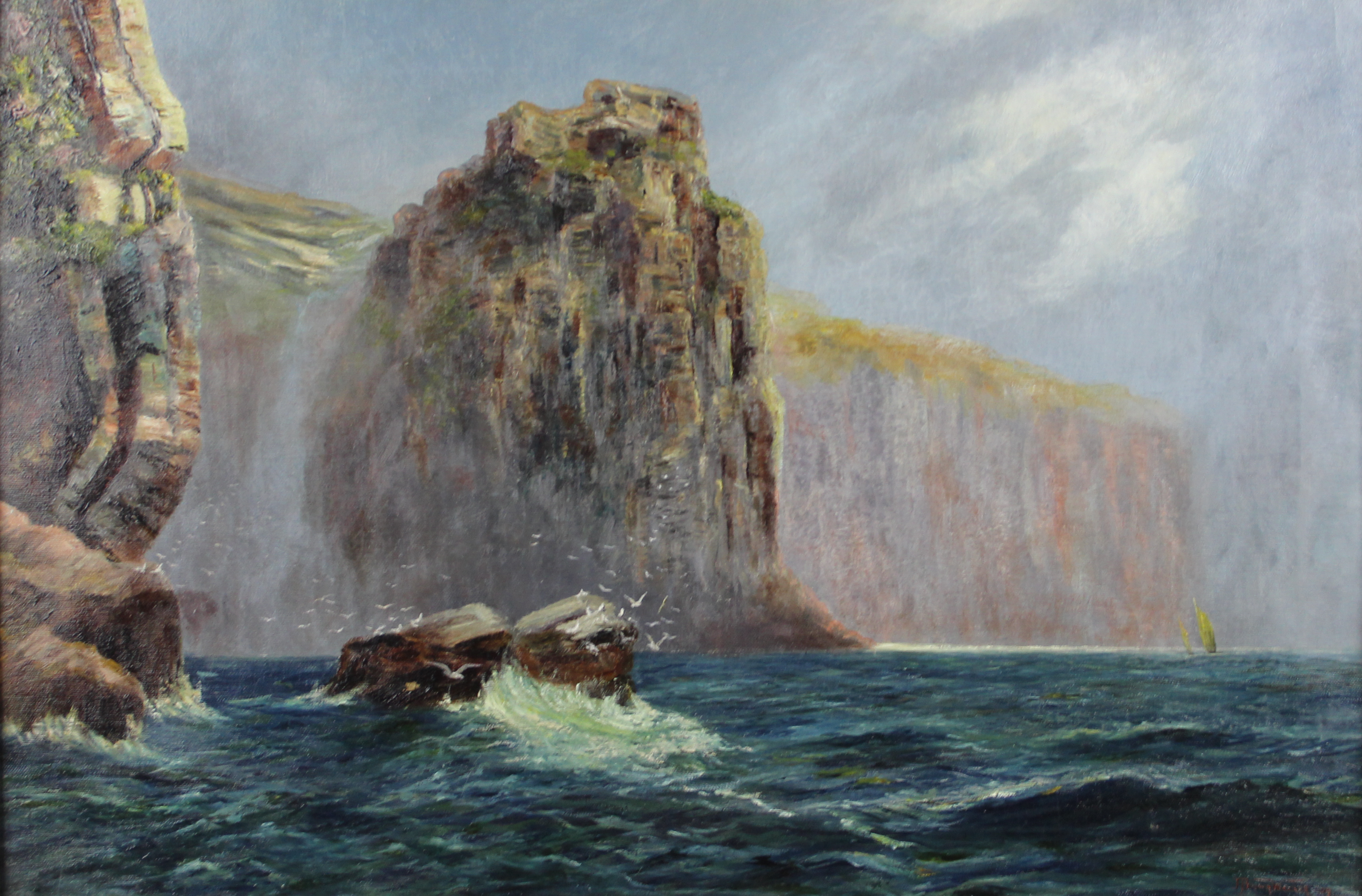tableau Les falaises Walker John Brown marine  huile toile 1ère moitié 20e siècle