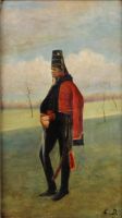 tableau Le militaire Detti Cesare-Auguste animaux  huile panneau 19e siècle