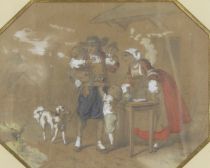 tableau La famille Linder P scène de genre  mixte papier 19e siècle